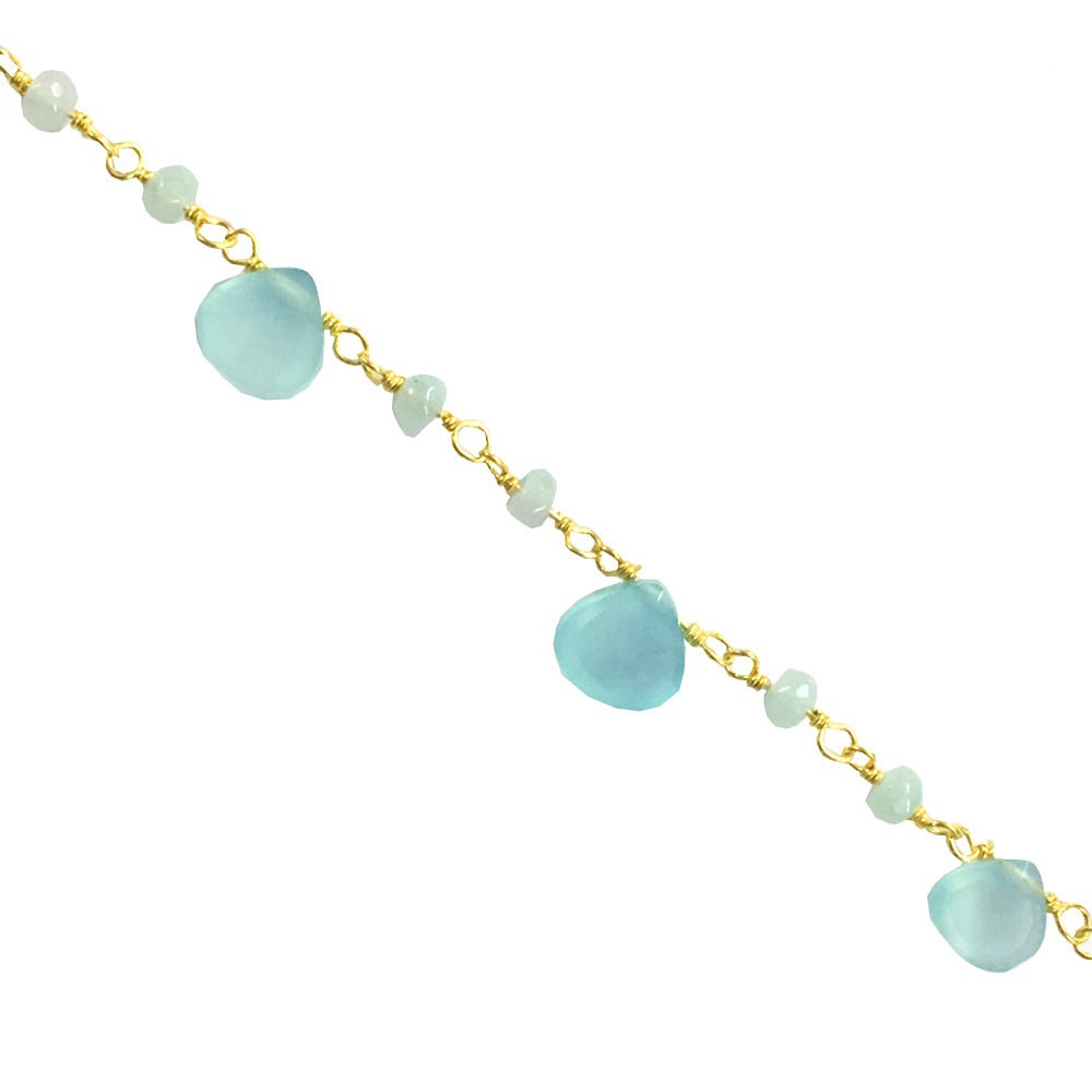 Handmade Collection Of aqua chalcedony Gemstone Rosary Chains
