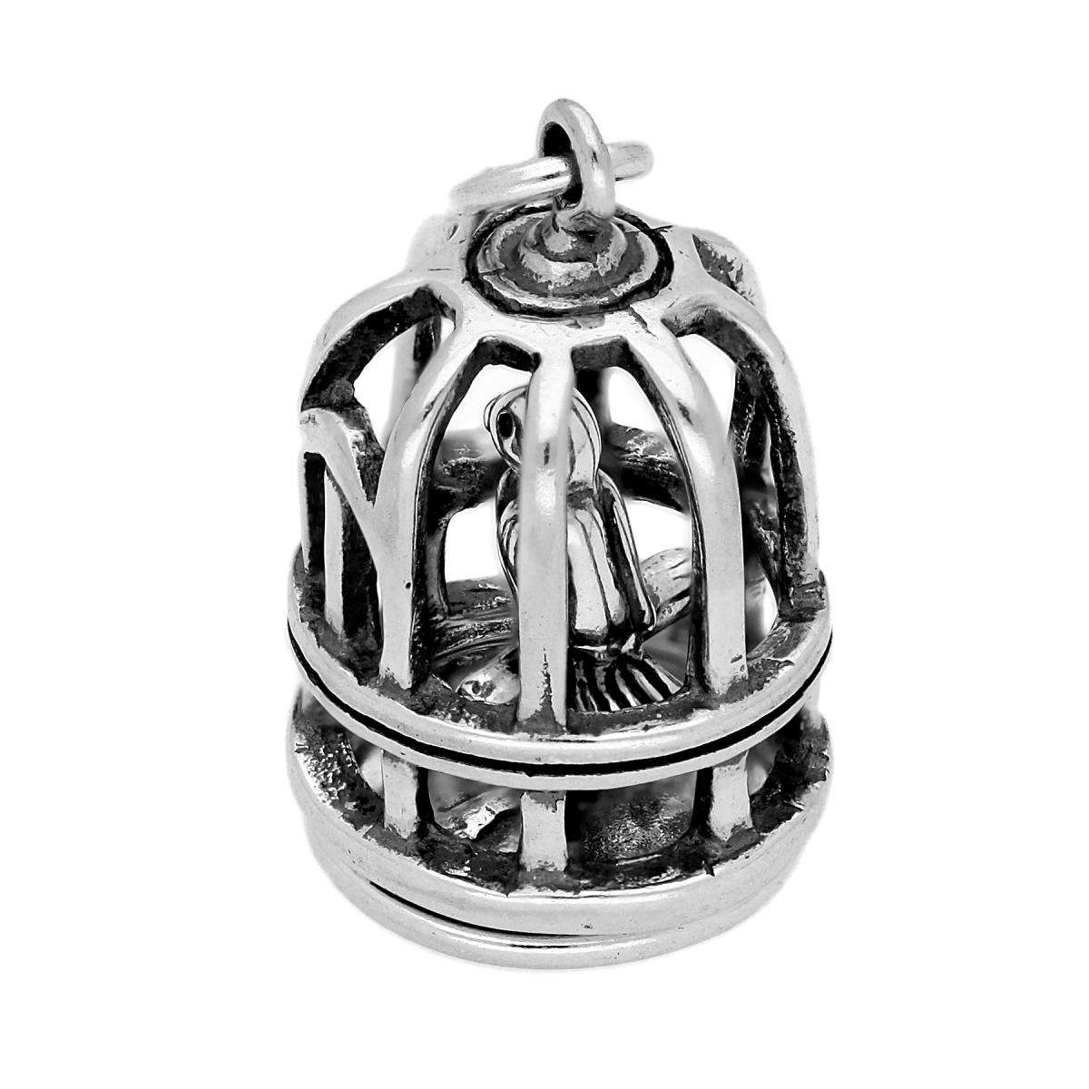 Suppliers Of 928 Fine Silver Handmade Charm |Exporter Bird Cage With Bird Charm|
