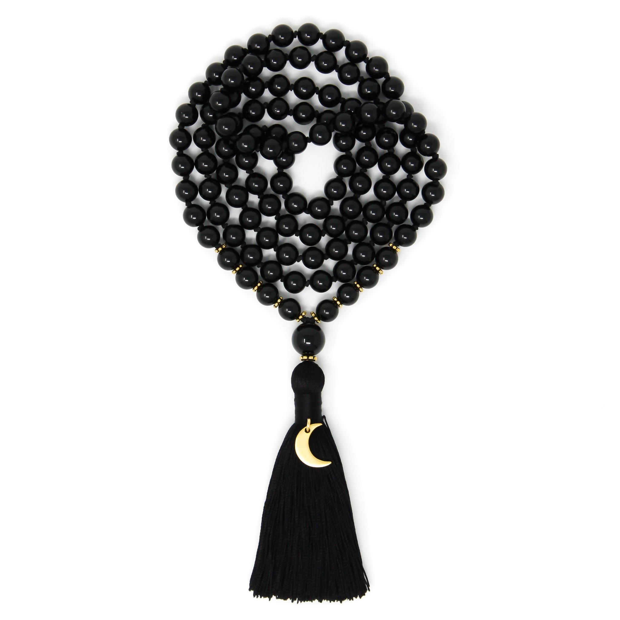Online Natural Black Onyx Beaded Mala Necklace