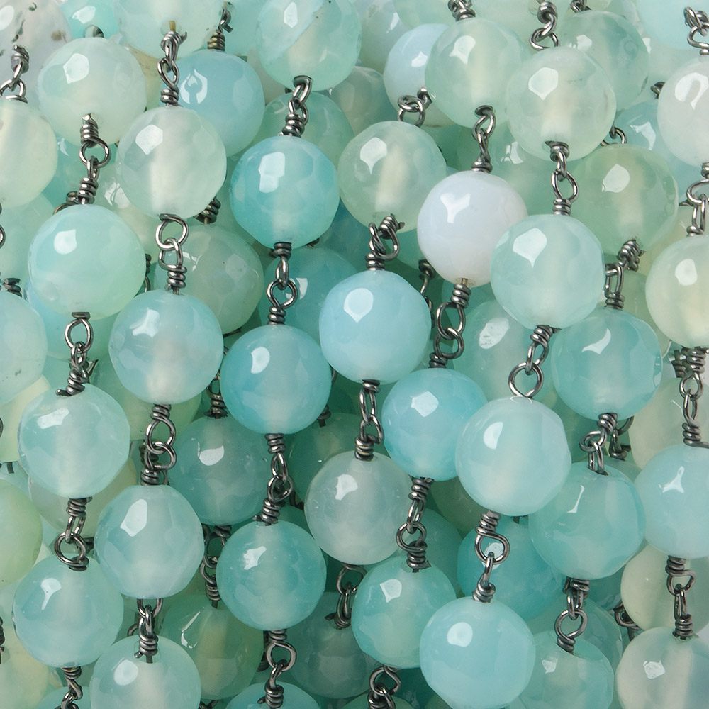 Online Exporter Of Blue Green Agate Faceted Round Chain