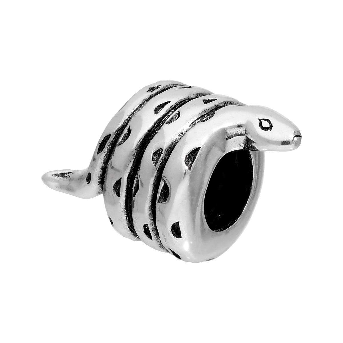 Online Shop Fine Silver For Jewelry Charm Suppliers |Exporter Coiled Snake Bead Charm|