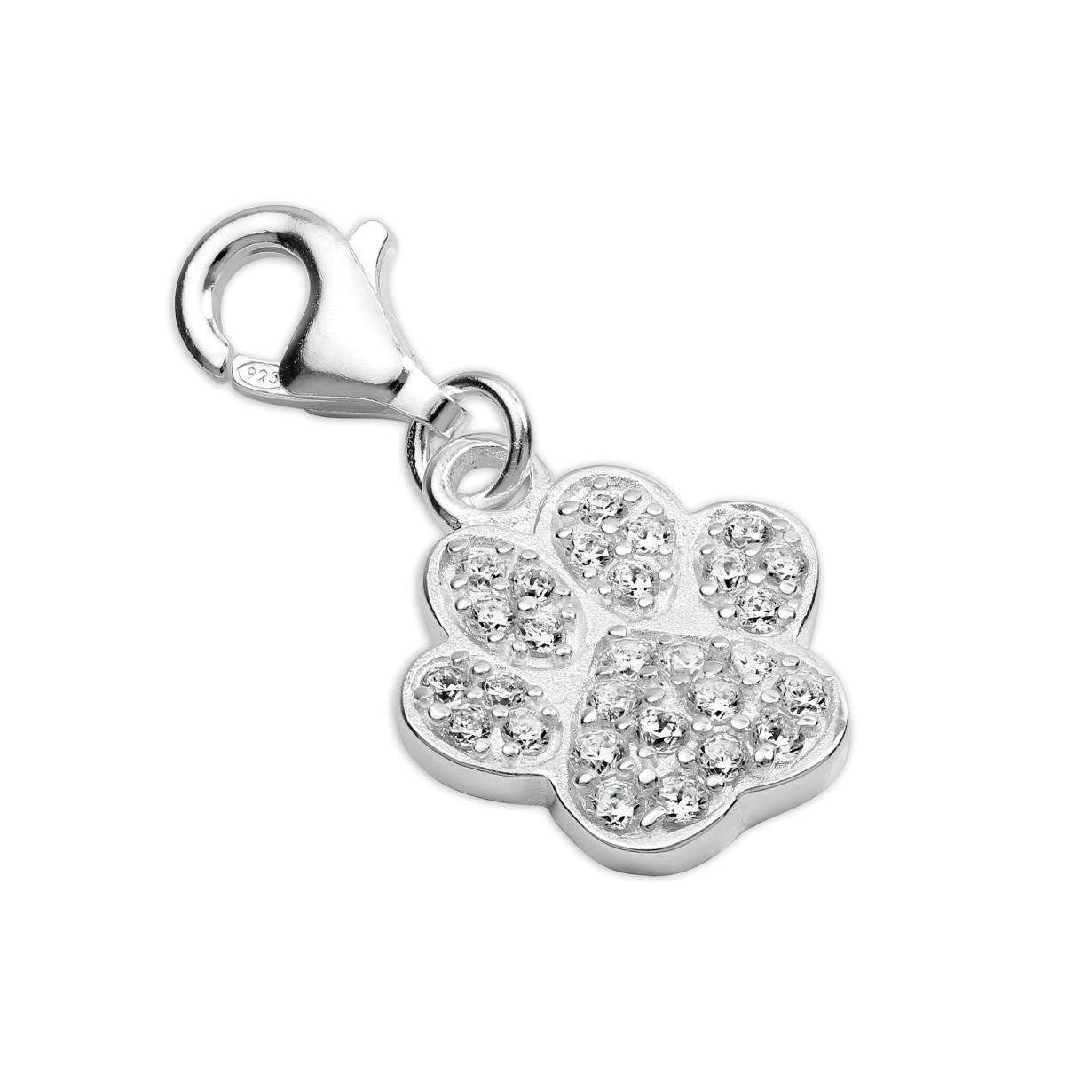 Buy Online Sterling Silver Charm Manufacturer |Huge Collections Crystal Encrusted Paw Print Clip On Charm|