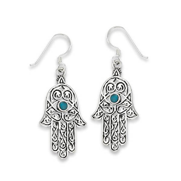Buy Sterling Silver Hamsa Earring at ChakraCollections.com