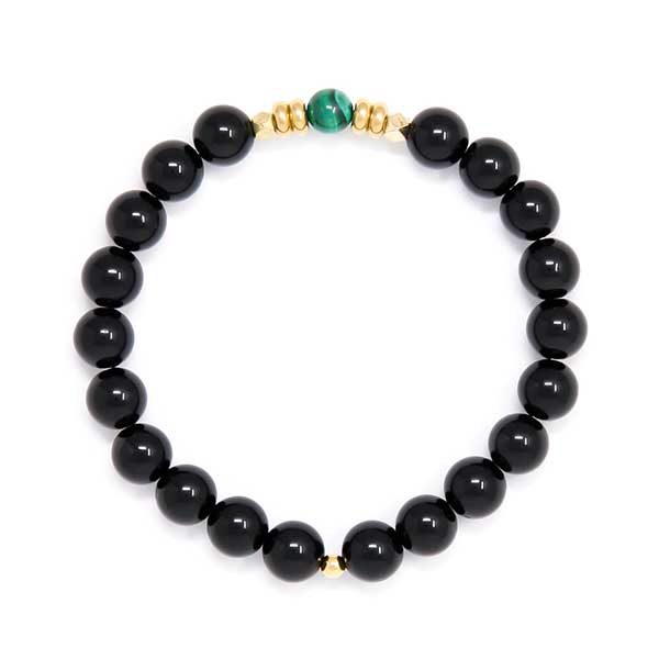 Manufacturer of Genuine Black Tourmaline-Malachite Beads Bracelets Jewelry