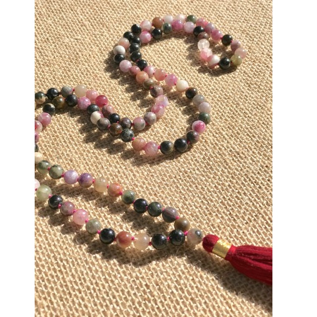 Stunning 108 Beads Tourmaline Beaded Mala Necklace