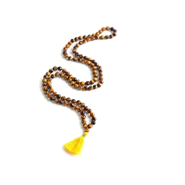 Buy Online Natural Faceted Tiger's Eye Beaded Mala Necklace
