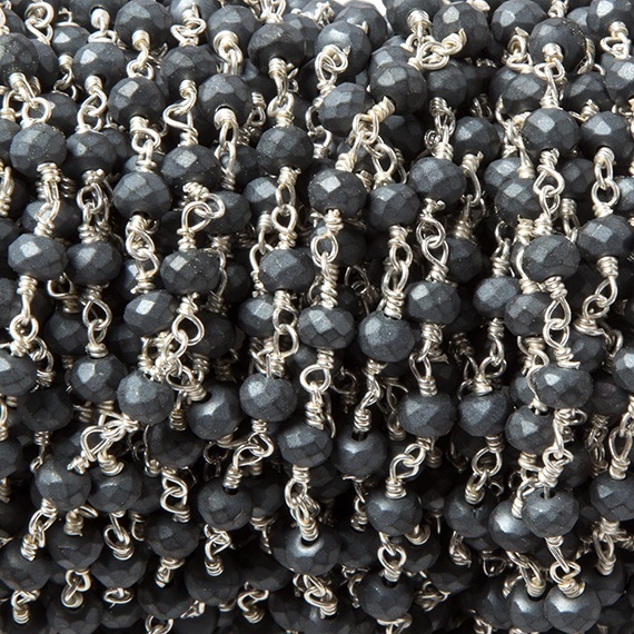 Ready Stock Huge Collection Matte Hematite Faceted Rondell Chain