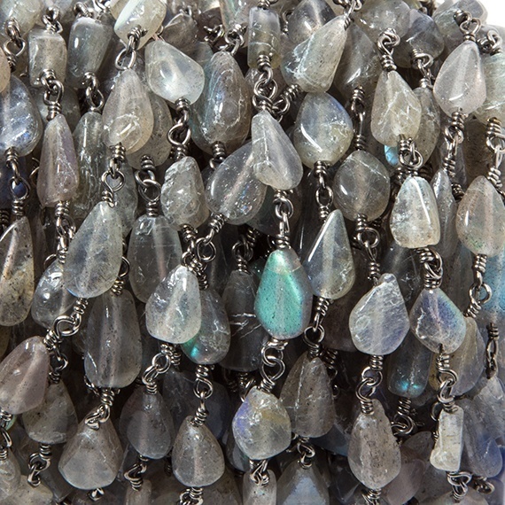 Online Wholesale Labradorite Plain Pear Black Chain