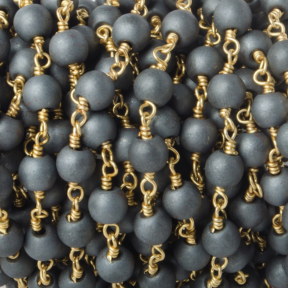 Online Gemstone Chain Matte Hematite Plain Round Chain