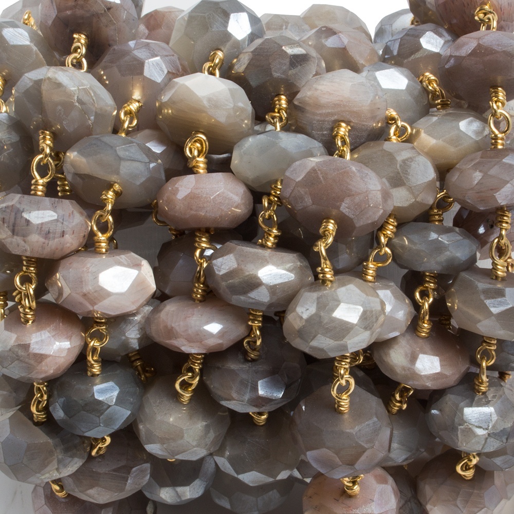 Wholesale Top Quality Silver Mystic Moonstone Faceted Rondell Chain