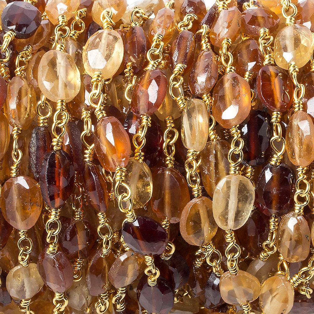 Online Collection Multi Color Hessonite Garnet Faceted Oval Wire Wrapped