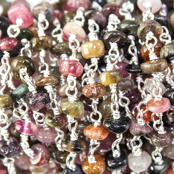 Online Ready Stock Multicolor Tourmaline Plain Rondell Chain