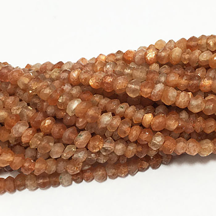 Sun Stone Faceted Rondell 3mm to 3.5mm Beads
