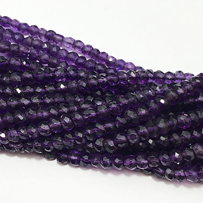 Stunning African Amethyst Faceted Rondell 3.5MM to 4MM Beads