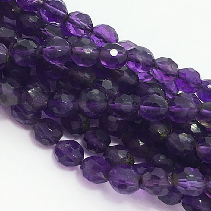 Online African Amethyst Faceted Round 4MM TO 4.5MM Beads