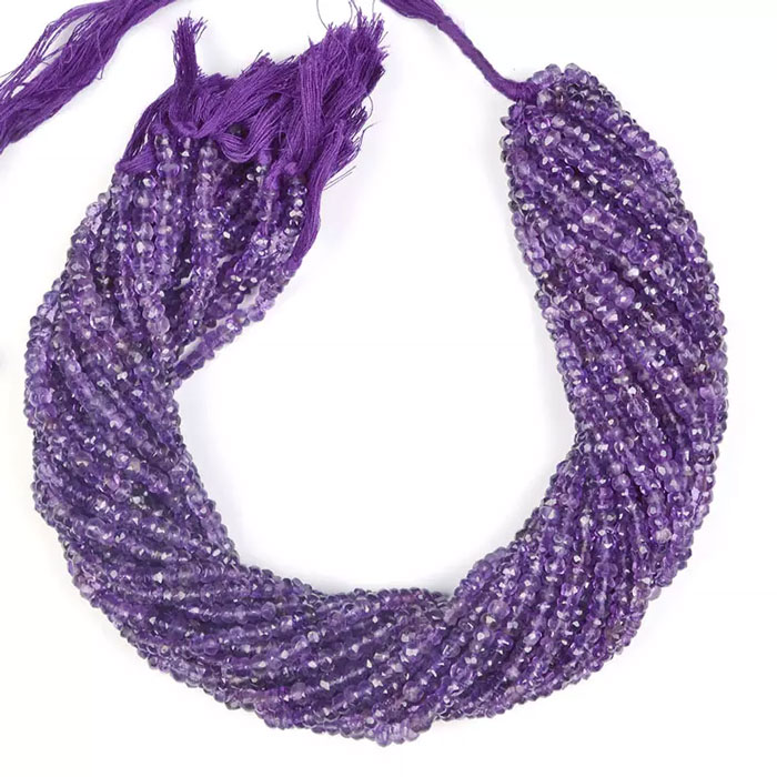 online selection of Amethyst Rondelle Beads Strand for mala