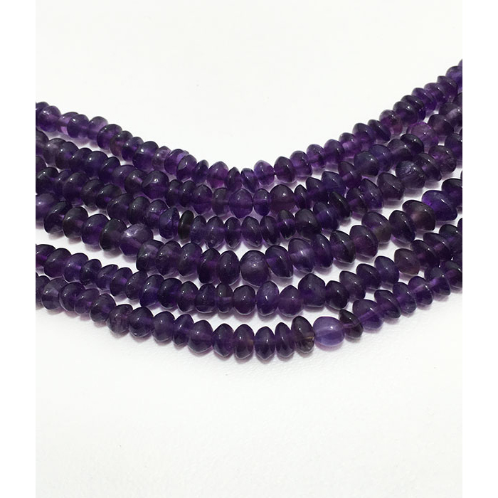 Loose African Amethyst Plain Rondell (Button) 4MM to 5MM Beads
