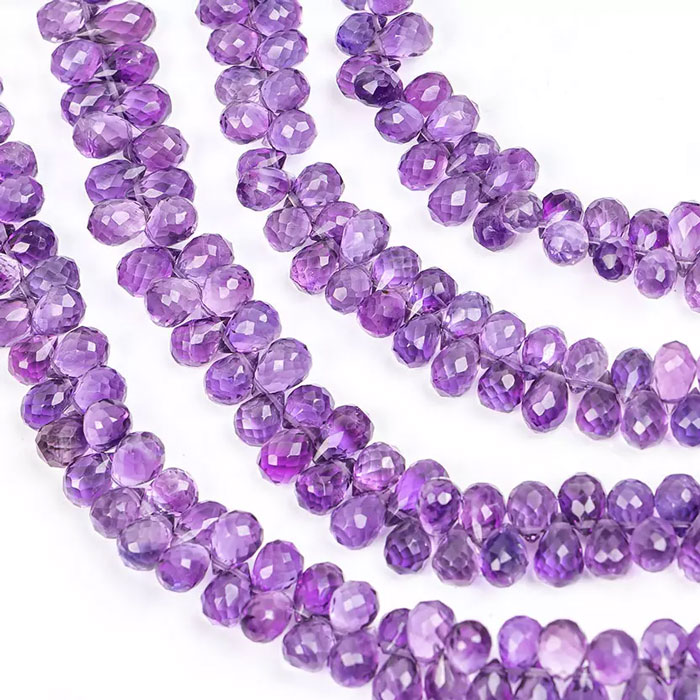 exporters of Amethyst Drops Beads Strand for mala making