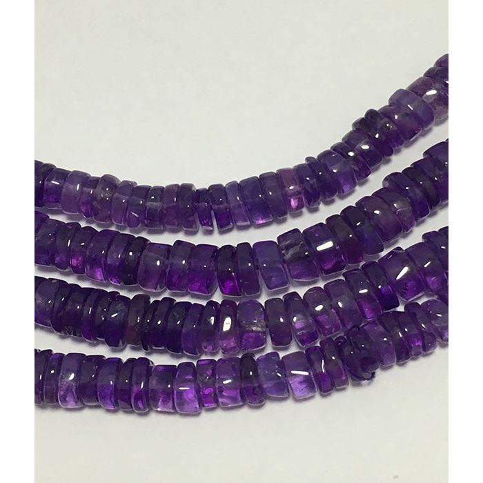 Semi Precious African Amethyst Plain Tyre (Wheel) 5MM to 6MM Beads