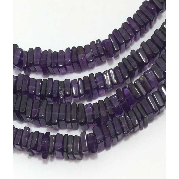 Semi Precious African Amethyst Plain Square Disc 6MM to 7MM Beads