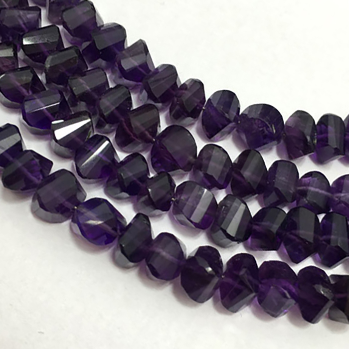 natural African Amethyst Twisted Rondell 6MM to 7MM Beads