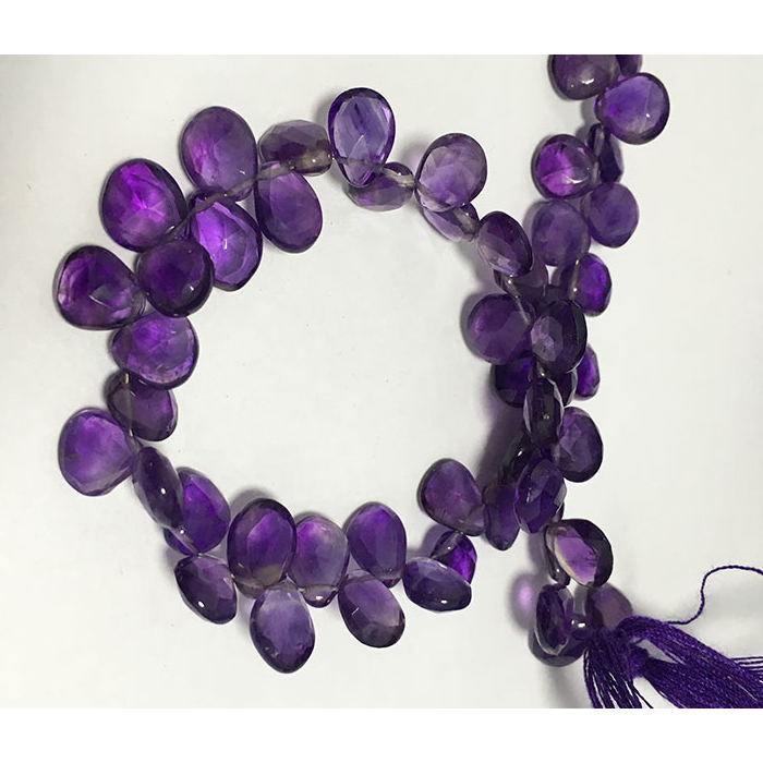 Supplier African Amethyst Faceted Briolette Side Drill Tear Drops Pear 6X8MM to 8X10MM Beads