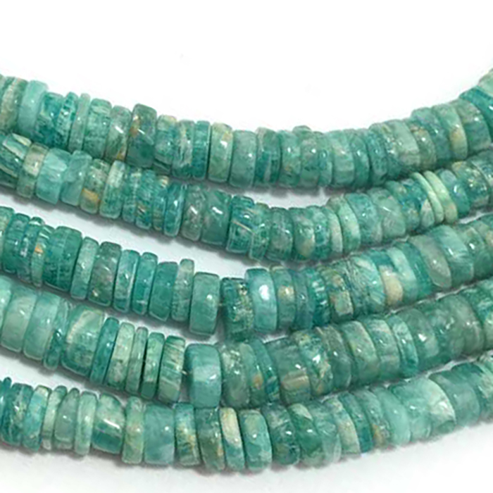 Online Amazonite Plain Tyre Wheel 5mm to 6mm Beads