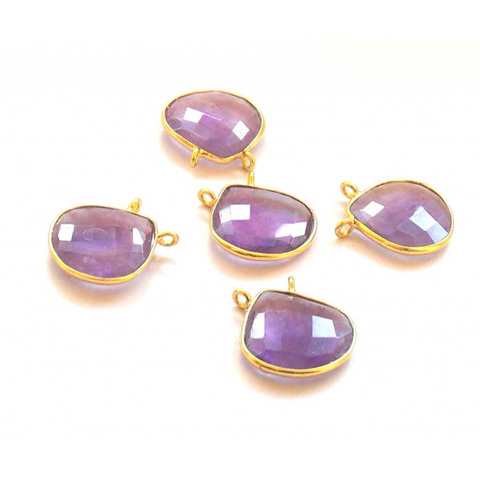 Online Collection Gemstone Double Bail Connector |Electroplated Connector |