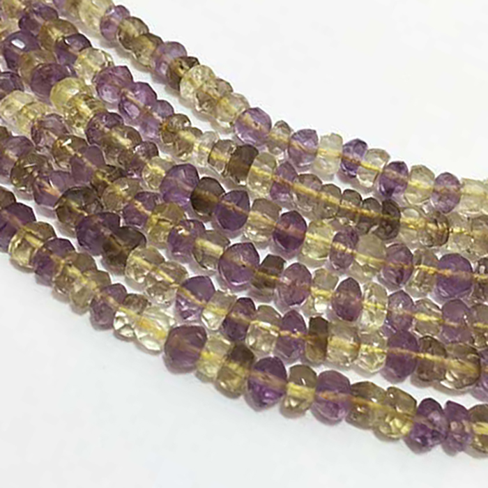 Buy Best Ametrine Hand cut Faceted Rondell 4mm to 4.5mm Beads