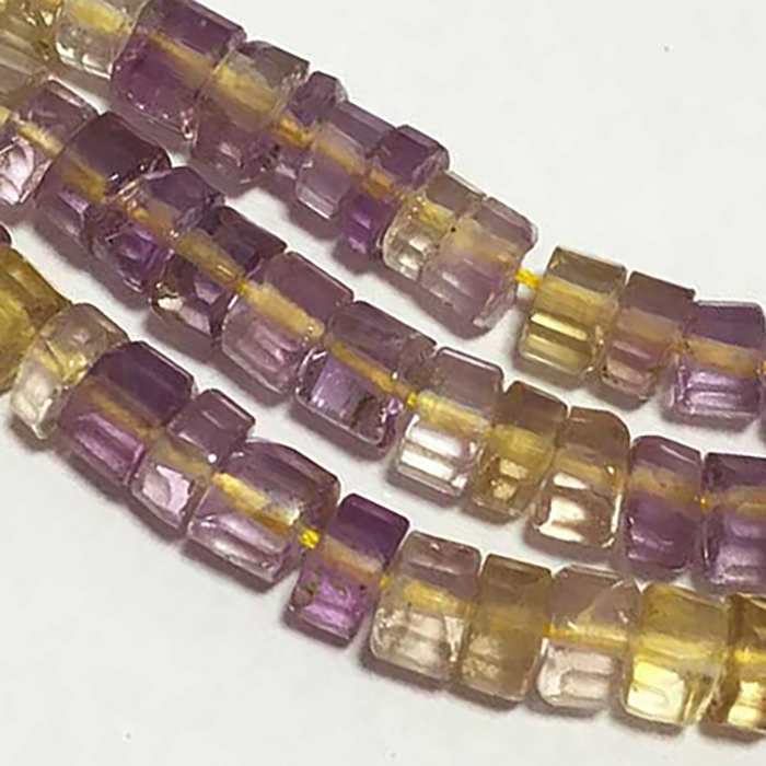 Semi Precious Ametrine Faceted Tyre(wheel) 4mm to 5mm Beads