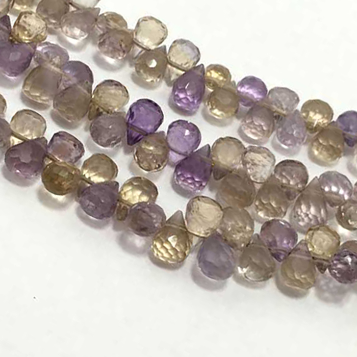 Manufacturer Ametrine Faceted Side Drill Briolette Pears 6mm to 7mm Beads