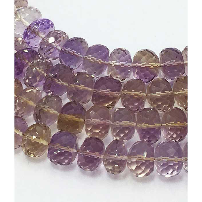 natural Ametrine Faceted Rondell 8mm to 9mm Beads