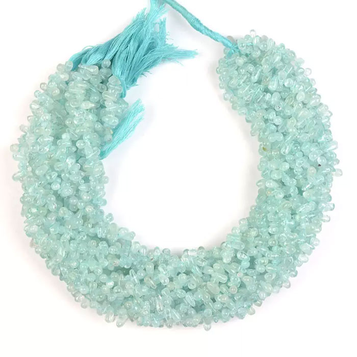 best buy Aquamarine Side Drill Pear Drop Beads Strand for necklace