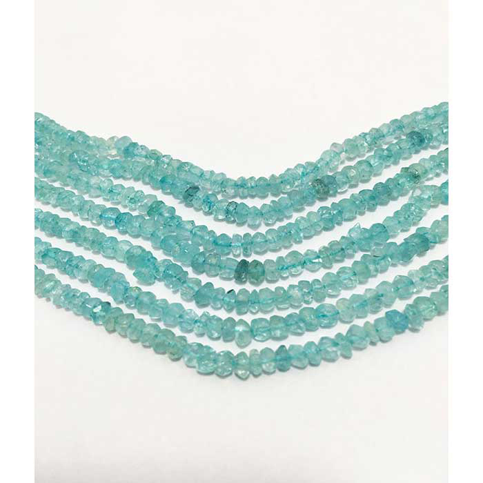 Semi Precious Aquamarine Hand cut Faceted Rendell 4mm Beads