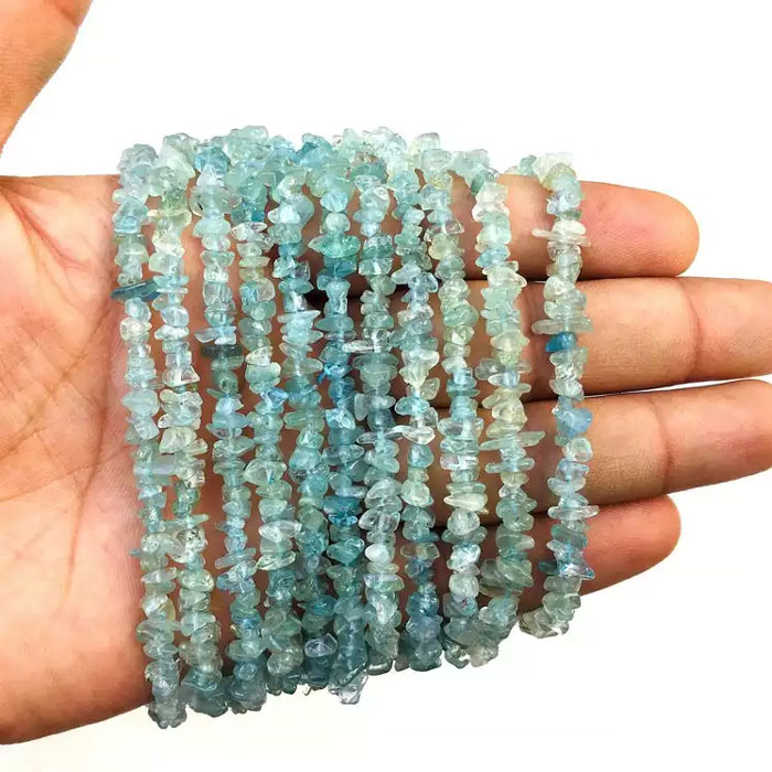 loose Aquamarine Uncut chips Beads Strand suppliers