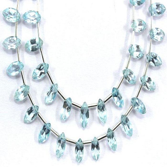 exporters of Aquamarine Marquise Beads Strand for mala making