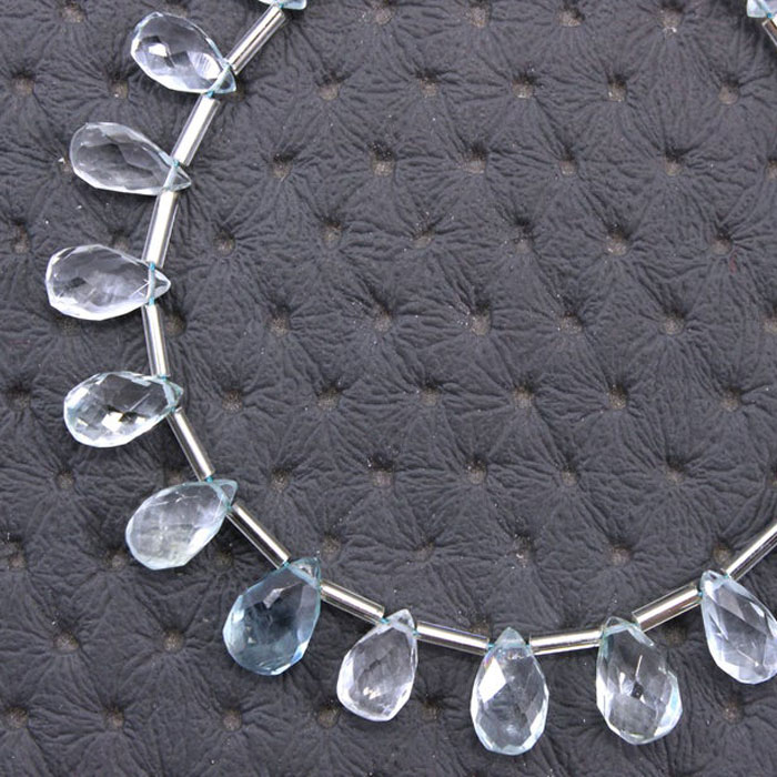 wholesale Aquamarine Side Drill Pear Drop Beads Strand for necklace