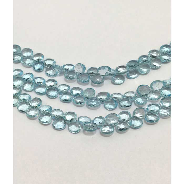 Top Quality Aquamarine Faceted Briolette Side Drill Drops Pear 5.5mm to 6.5mm Beads