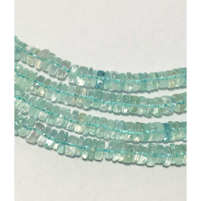 natural Aquamarine Plain Tyre (Wheel) 5mm to 6mm Beads