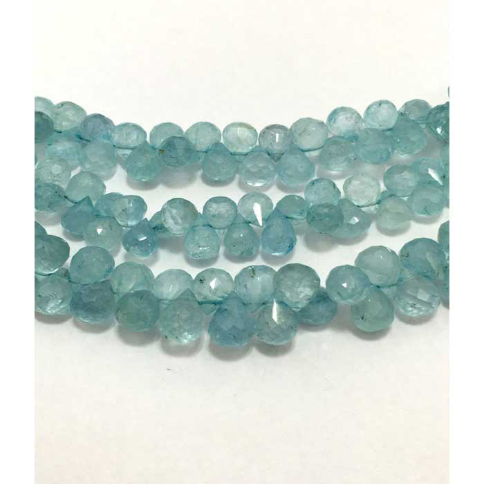 Manufacturer Aquamarine Faceted Briolette Side Drill Drops Pear 5mm to 8mm Beads