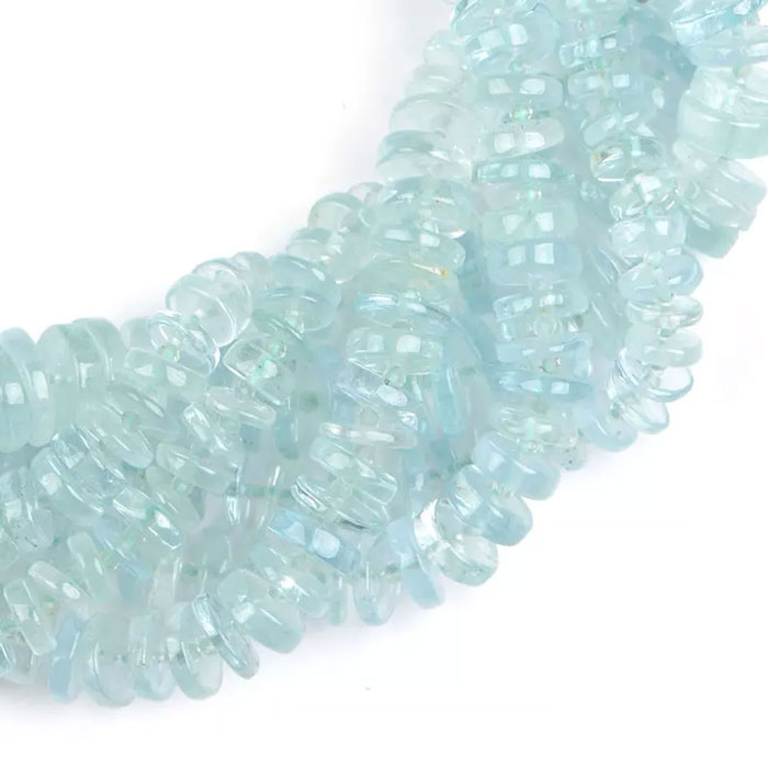 best buy Aquamarine Tyre Beads Strand for necklace