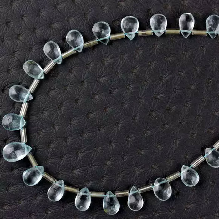 loose Aquamarine Side Drill Pear Drop Beads Strand suppliers