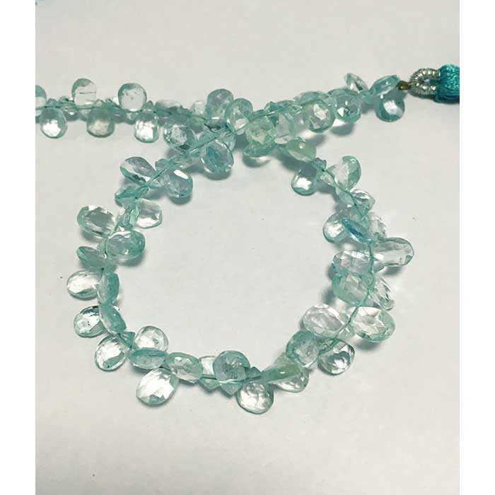 Exporter Aquamarine Faceted Briolette Side Drill Drops Pear 6mm to 7mm Beads