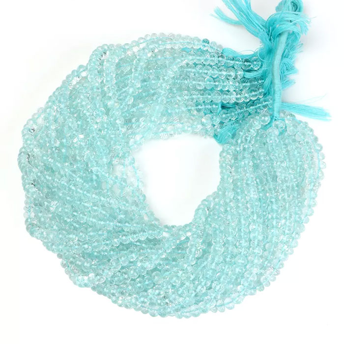 online selection of Aquamarine Rondell Beads Strand for mala