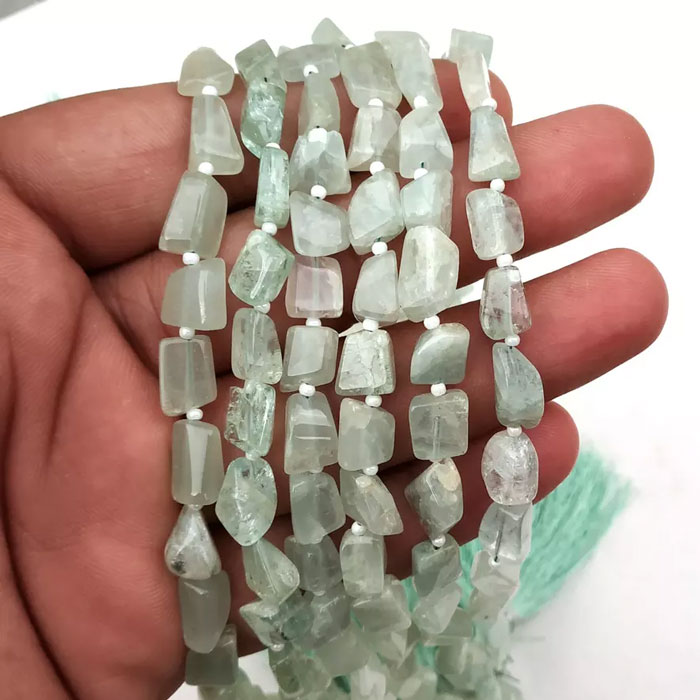 exporters of Aquamarine Nuggets Beads Strand for mala making