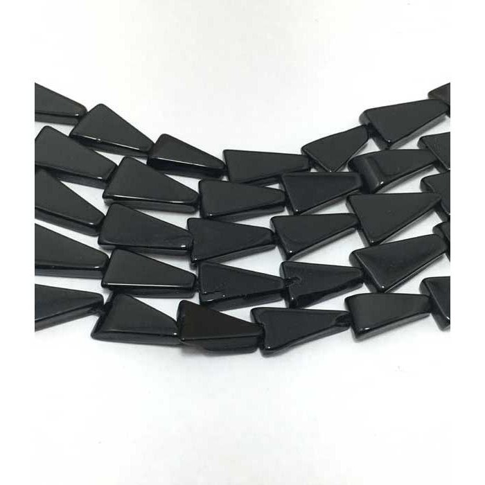 Top Quality Black Onyx Plain Flat Triangle 12mm to 13mm Beads