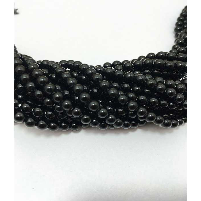 Exporter Black Onyx Plain Round 4mm to 5mm Beads