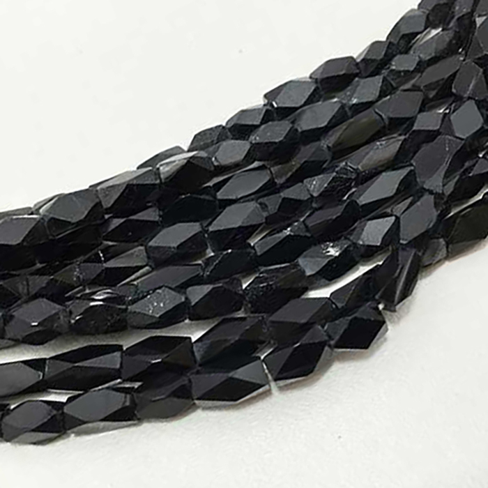 Online Black Onyx Faceted Box and Bricks 6mm to 7mm Beads