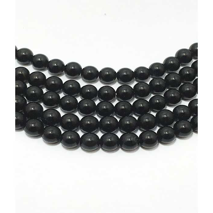 Genuine Black Onyx Plain Round 6mm to 8mm Beads