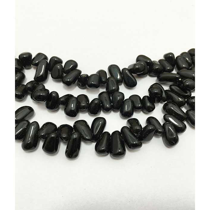 Semi Precious Black Onyx Plain Side Drill Drops 8mm to 11mm Beads